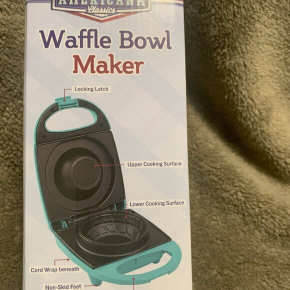Americana Classics Waffle Bowl Maker, Non-stick, Seafoam Blue, Locking, Non-Skid - Picture 5 of 5